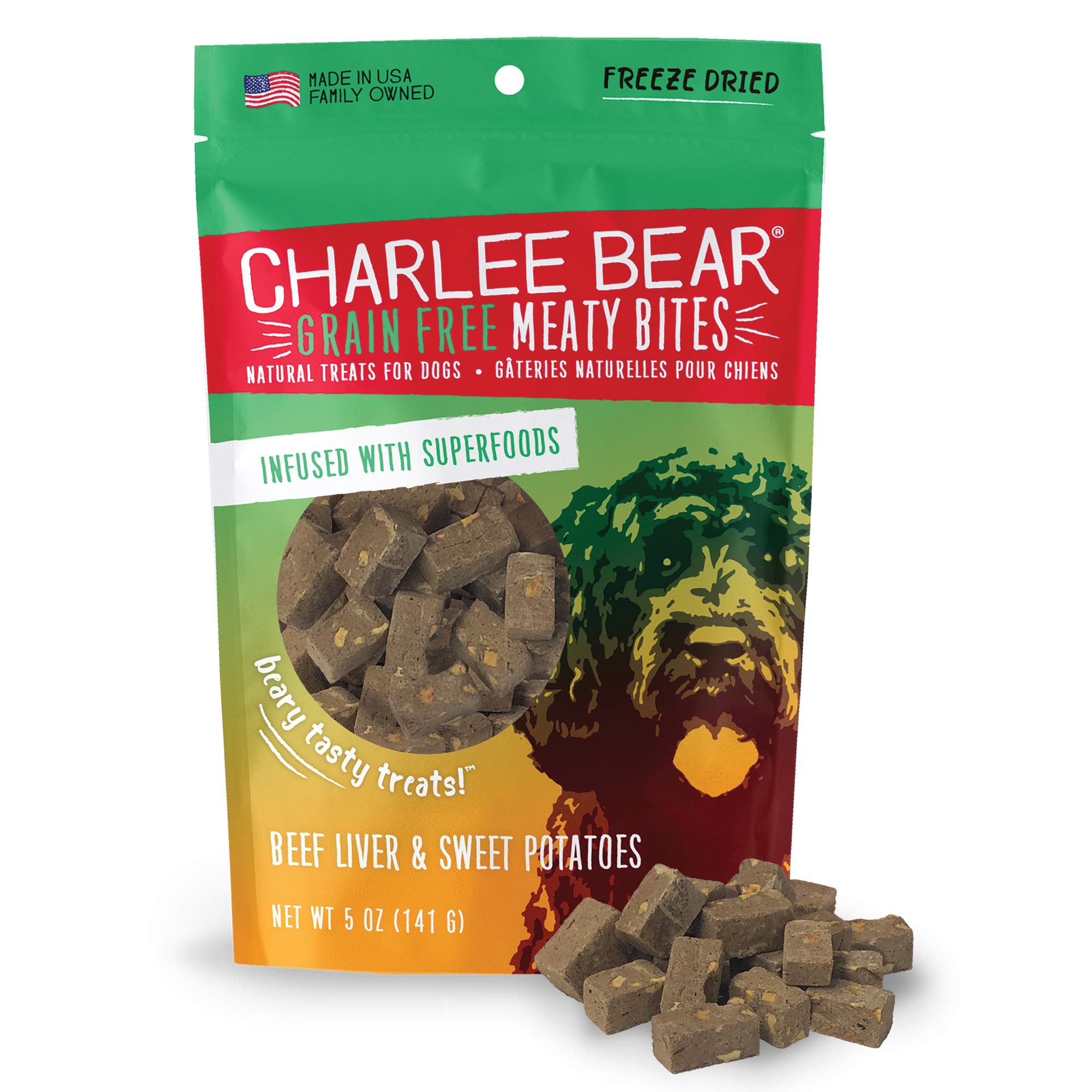 Charlee BearMeaty Bites Dog Treats, Beef Liver & Sweet Potatoes, 5oz