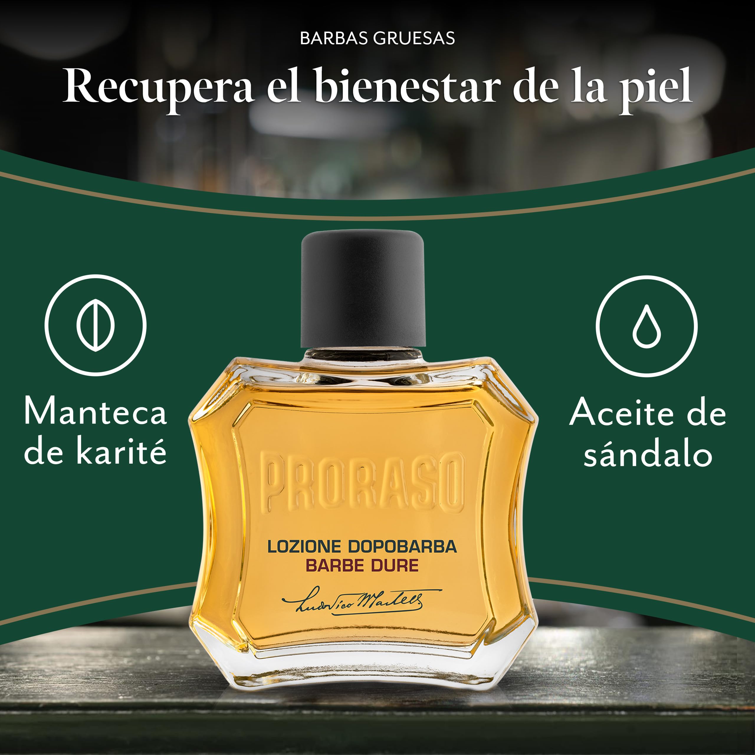 Proraso After Shave Nutritivo, 100 ml, bálsamo barba con aceite de sándalo y karité, tónico facial que hidrata y regenera la piel en profundidad
