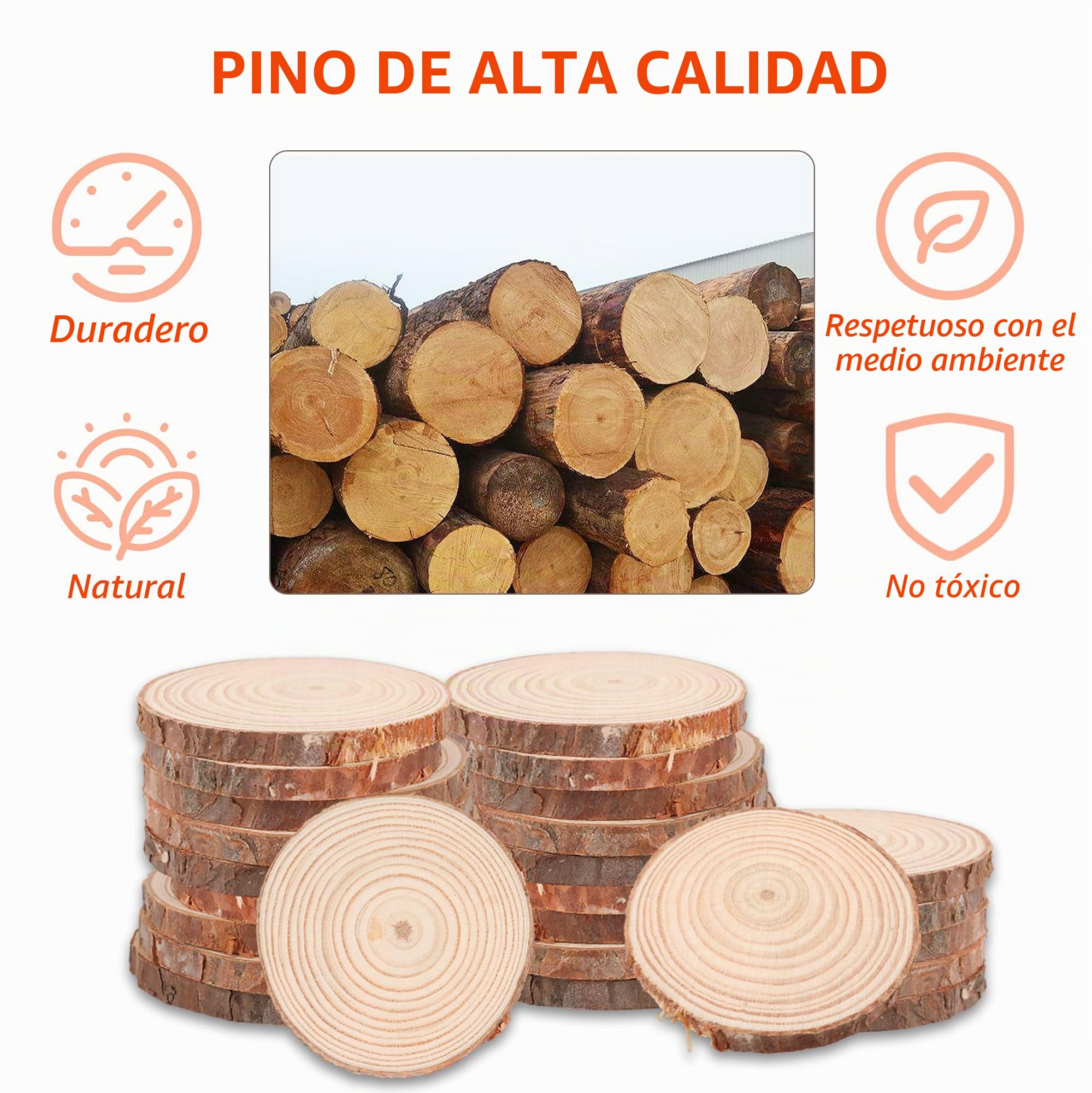 APACALI 100 discos de madera, 5-6 cm, sin agujero, para manualidades, bodas y decoraciones