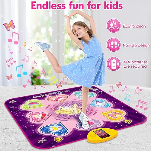 Miniatura 3 de KIZZYEA Juguetes de tapete de baile para niñas de 3, 4, 5, 6, 7, 8 años o más, almohadilla de baile musical con 7 modos de juego, luces LED, música