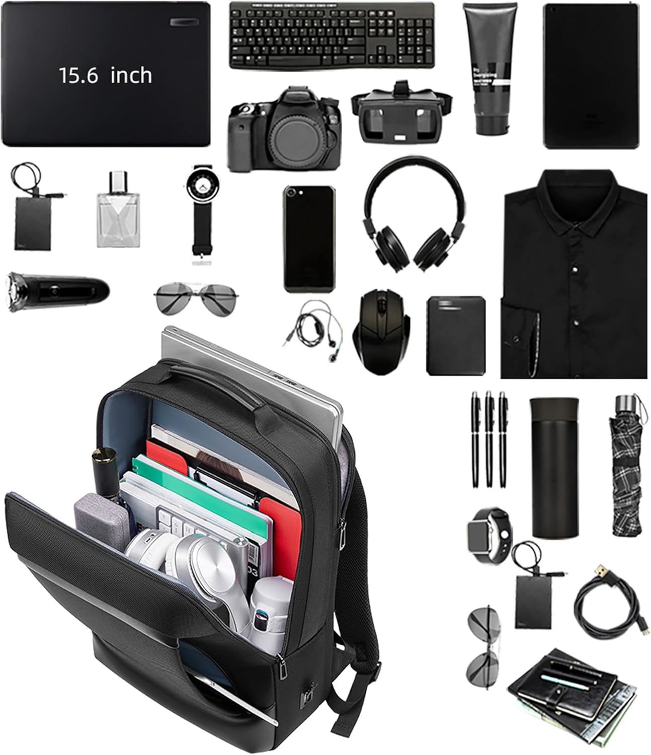 GYAKOG Expandable Business Laptop Backpack, 35L Large Capacity Waterproof Travel Bag, 15.6 Inch Computer Backpack for Work & Business Travel