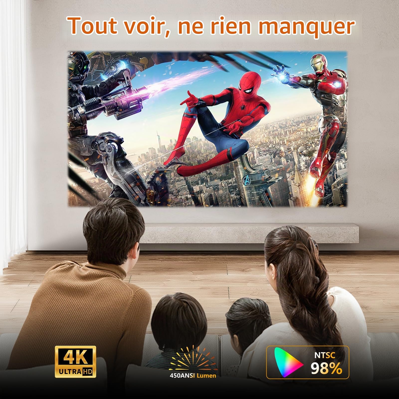 Videoprojecteur 4K,Toumei Mini Projecteur with 15,000mAh Battery,Google TV 11.0,WiFi 6 et Bluetooth,Portable RetroProjecteur 450Lumens ANSI,2x10W Haut-Parleurs,Auto Focus/Keystone pour iOS/Android