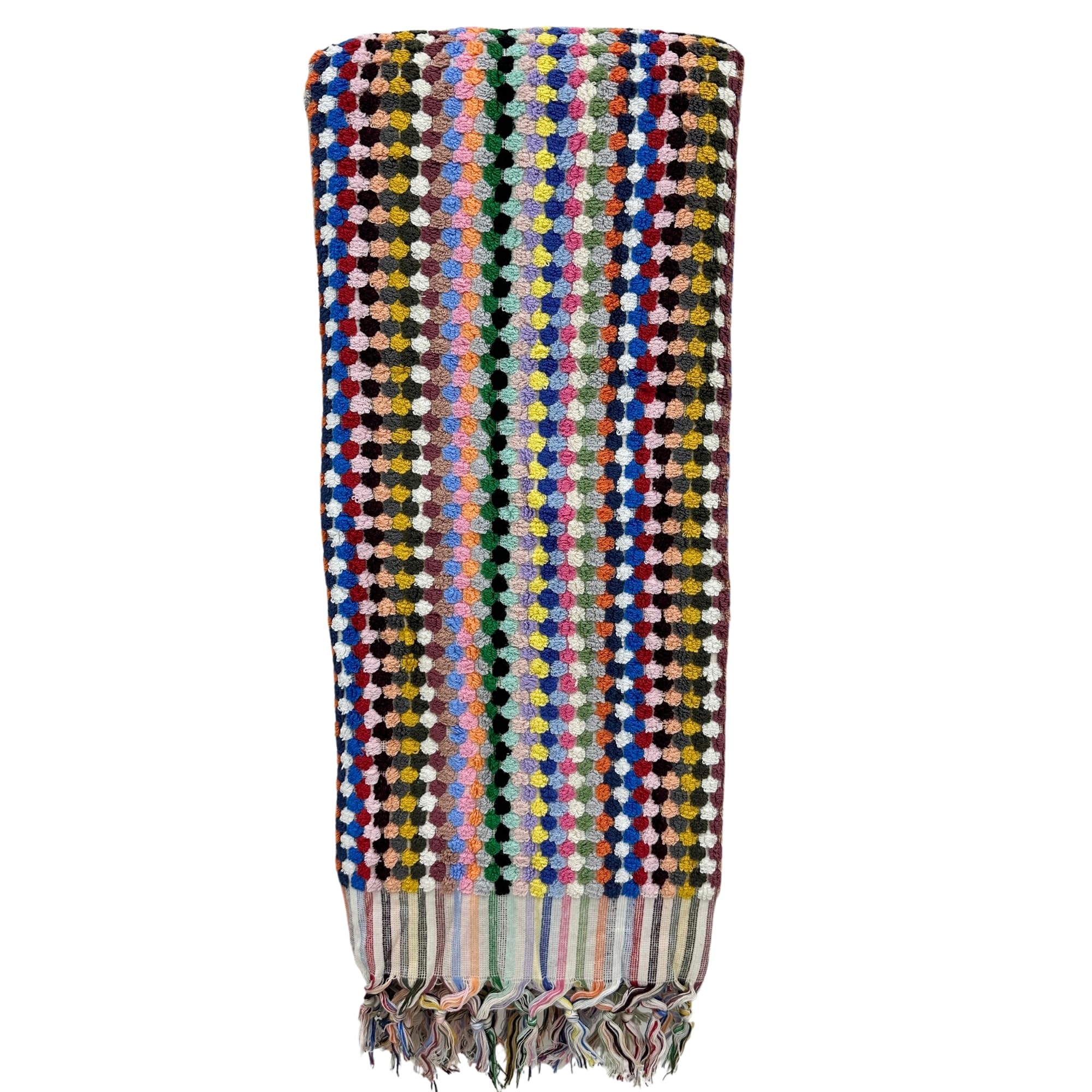 EASTERNRUGARTS Organic Turkish Towel - 17x35 Inches, Multicolor Soft 100% Cotton Fluffy Beach & Bath Towel, Face & Hand Towel, Thick Rainbow Towel (