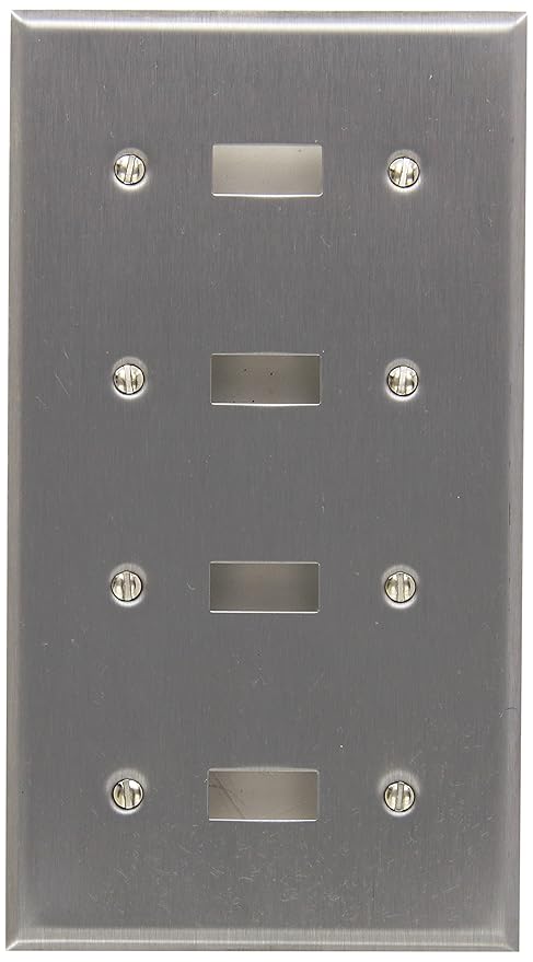 83040 430 Wall Plate, Toggle Switch, 4 Gang, Stainless Steel