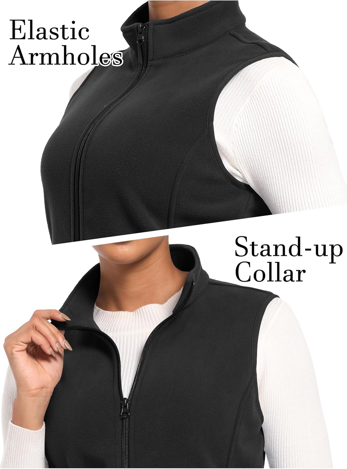 MAGCOMSEN Women's Fleece Vest Outerwear Sleeveless Lightweight Zip Jackets Warm Soft Vests with Zipper Pockets - Image 5