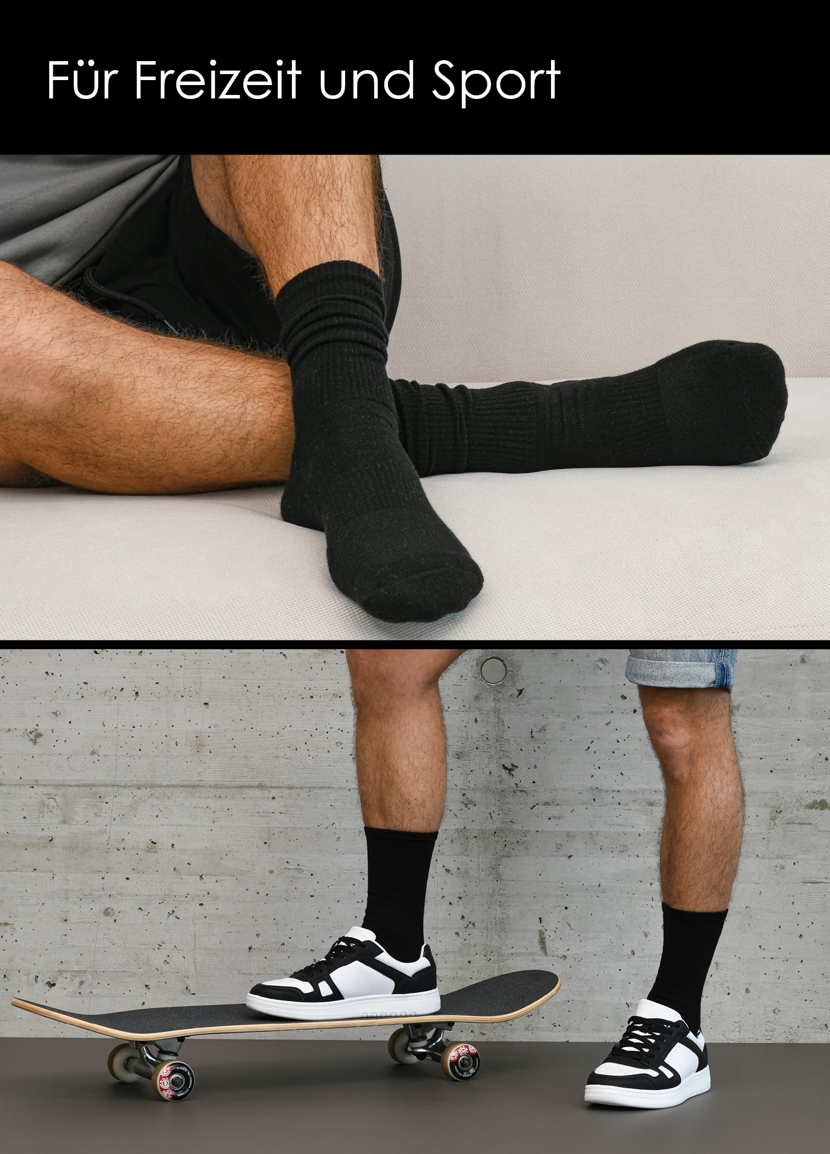 NYME Tennissocken Damen Herren 6-10 Paar - Socken Herren Atmungsaktive & Gepolsterte Sportsocken - Baumwolle Schwarze und Weiße Socken - 4 Größen (35-50)