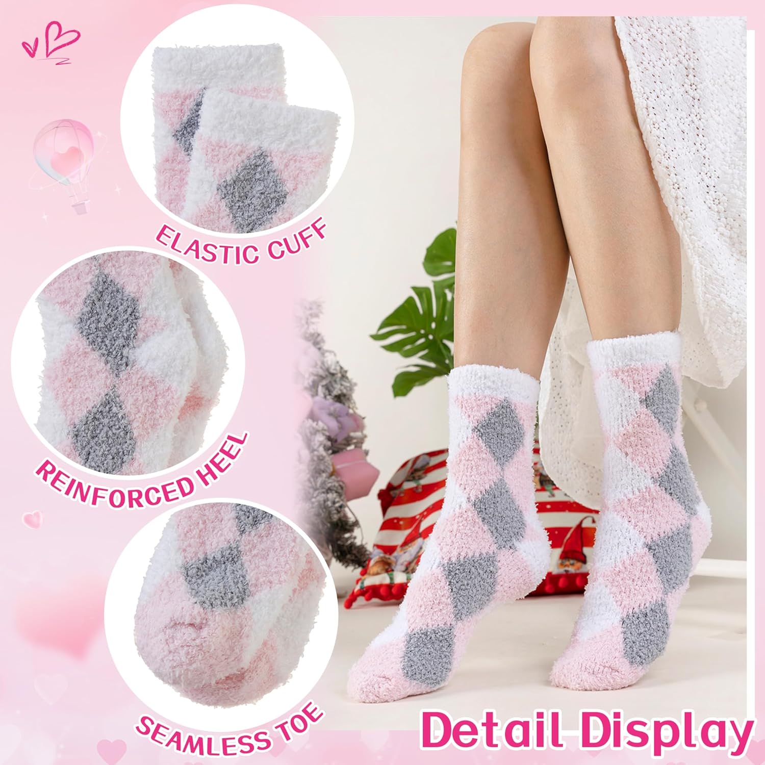 WEVIAS Womens Fuzzy Socks Slipper Fluffy Comfy Cozy Winter Soft Warm Fleece Cabin Plush Sleep Socks - Image 5