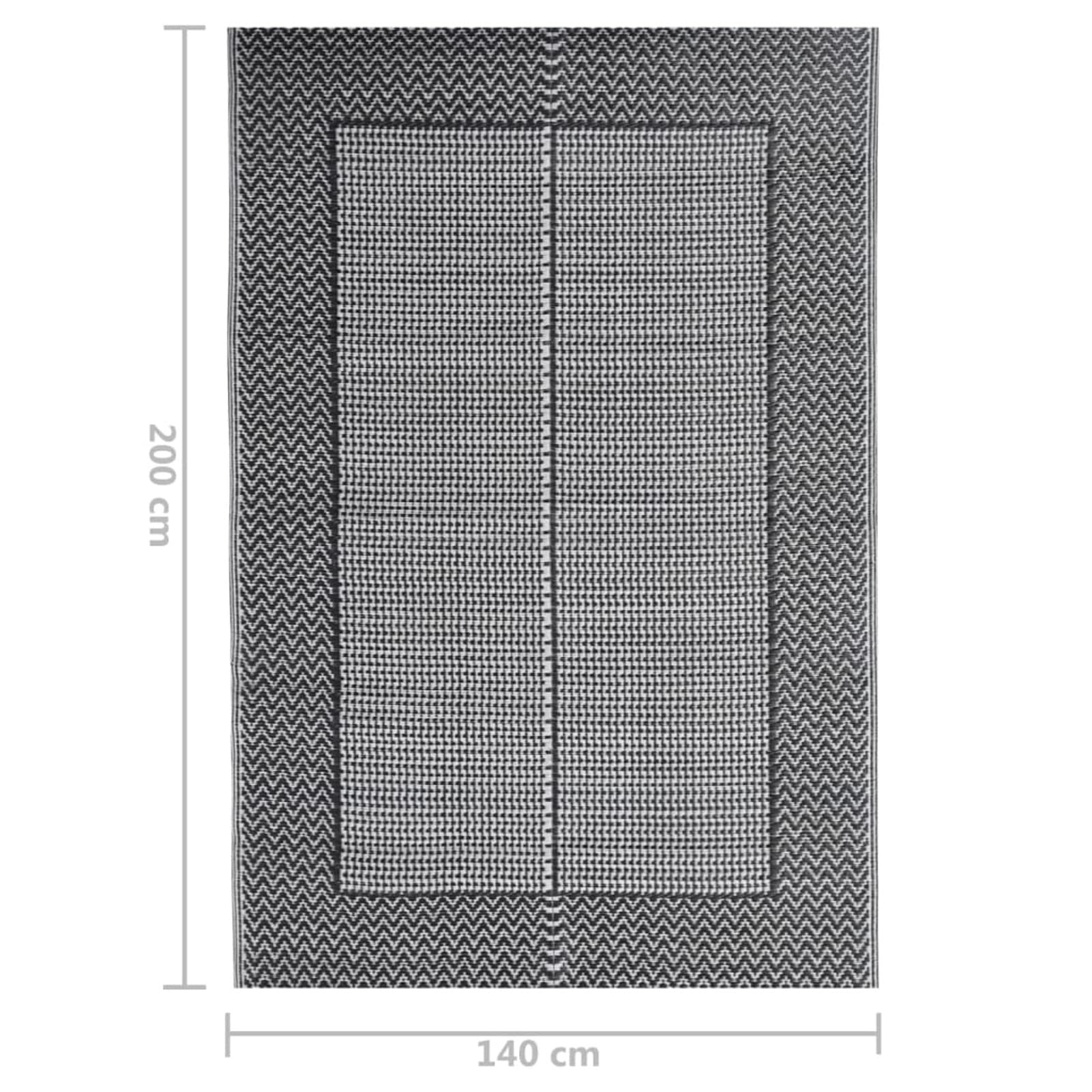 Outdoor-Teppich Balkonteppich Outdoor LäUfer Outdoor Teppich LäUfer Schwarz 140x200 cm PP - 317004
