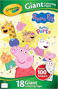 CRAYOLA Giant Colouring Book - Peppa Pig | 18 Pages of Peppas Party Themed Colouring Fun | Includes 100 Stickers | Ideal for Kids Aged 3+