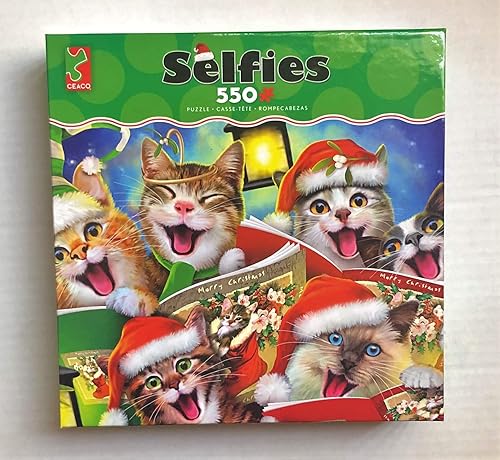 Miniatura 3 de Ceaco - Selfies - Gatos navideños con sombreros Selfie - Rompecabezas de 550 piezas