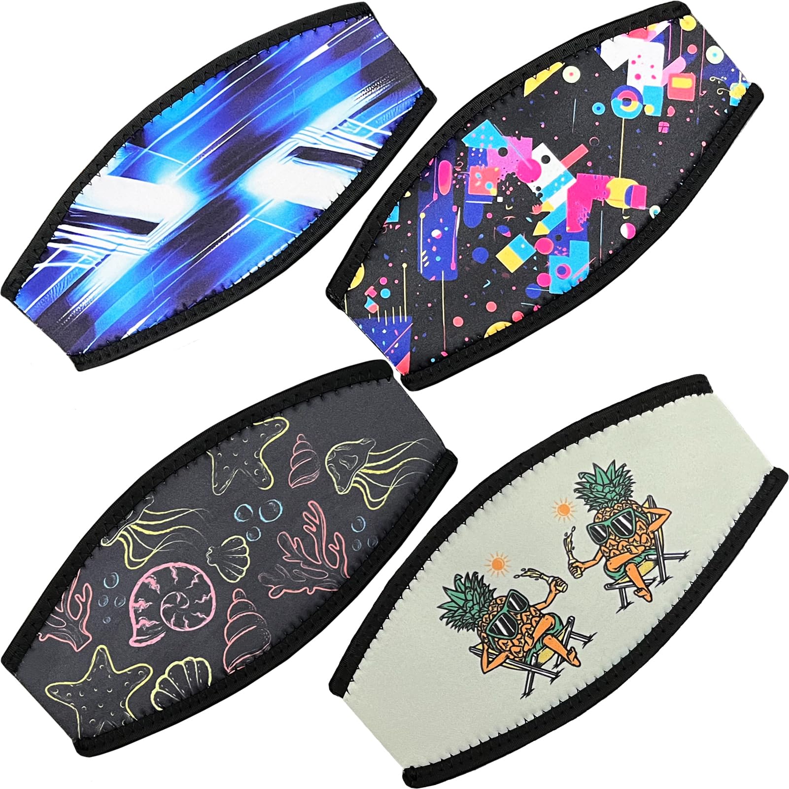 4 Pack Diving Mask Slap Straps Cover, Neoprene Snorkel Mask Strap for Men and Women, Water Sports Diving Glasses Strap Covers, Swimming Waterproof Dive Mask Straps Hair Protector