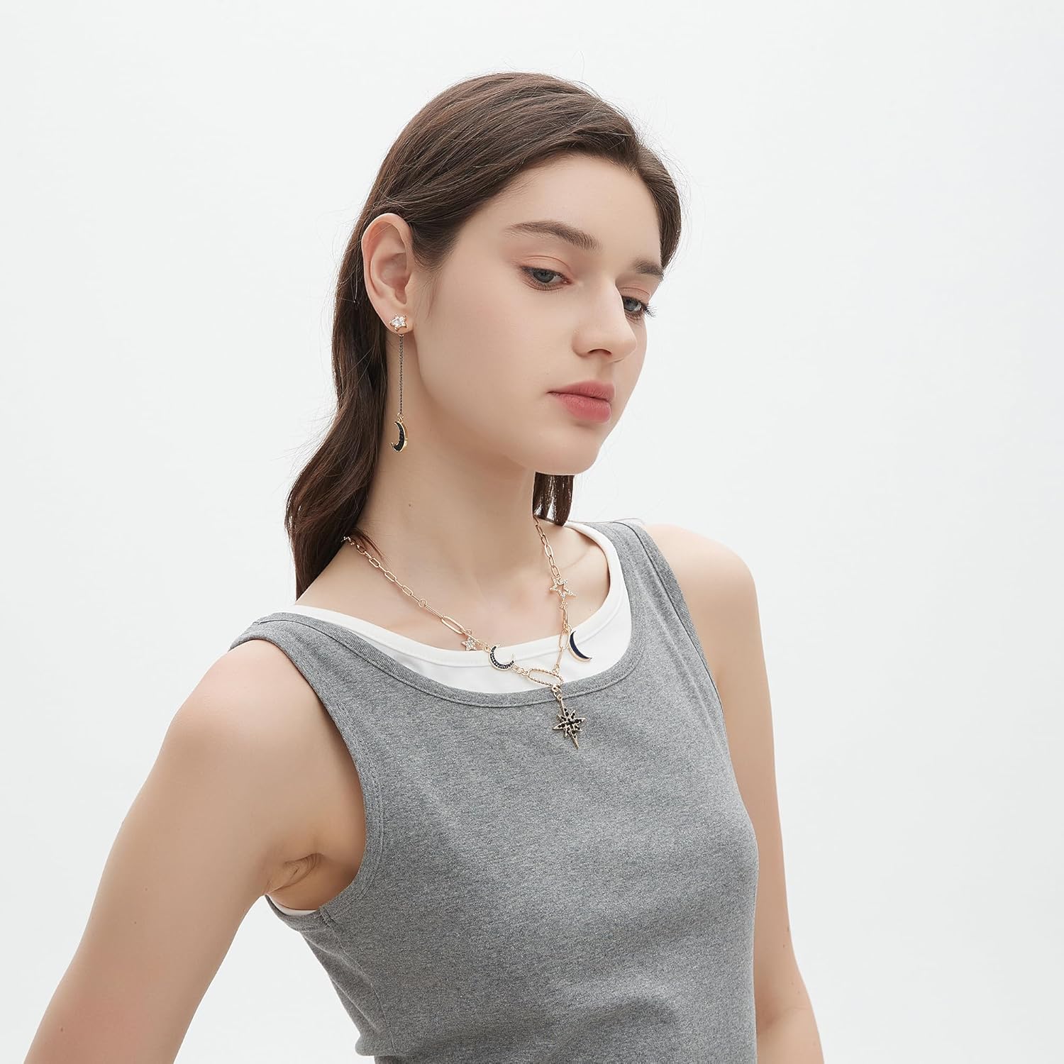 Celestial Earrings for Women, Asymmetrical Moon Star Saturn Dangle Drop Earring Planet Space Galaxy Jewelry Gifts for Everyday Wear - Image 4