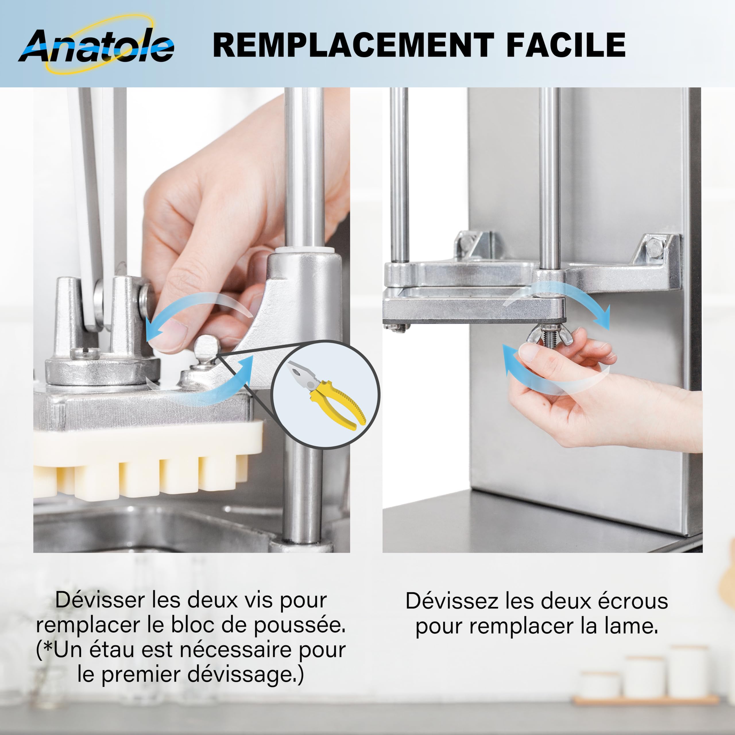 Anatole Coupe-Frites Professionnel avec 6/9/13mm 8-Coin Lames en Acier Inox | Modèle Vertical - Moins d'efforts, Grand, pour Pommes de Terre Carotte Oignon Concombre Fruit, pour Restaurant Hôtel Maison
