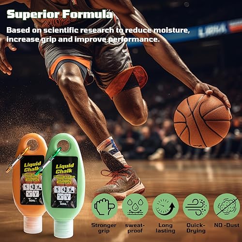 Miniatura 4 de Tiza líquida de 2 onzas (2.0 fl oz), sin desorden para levantamiento de pesas, gimnasia, escalada, baile y levantamiento. Resistente al sudor y de