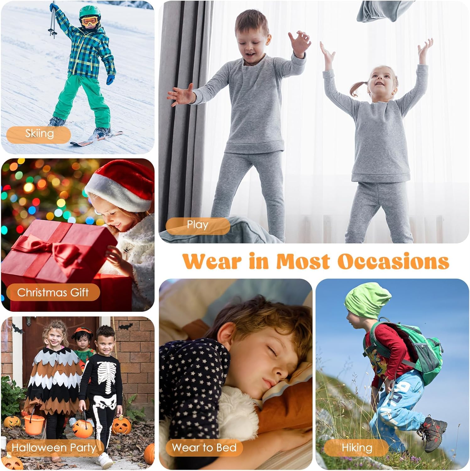 Zando 3 Set Boys Thermal Underwear Set - Fleece Lined Long Johns Winter Base Layer Kids Thermal Top and Bottom for Boys Girls - Image 6