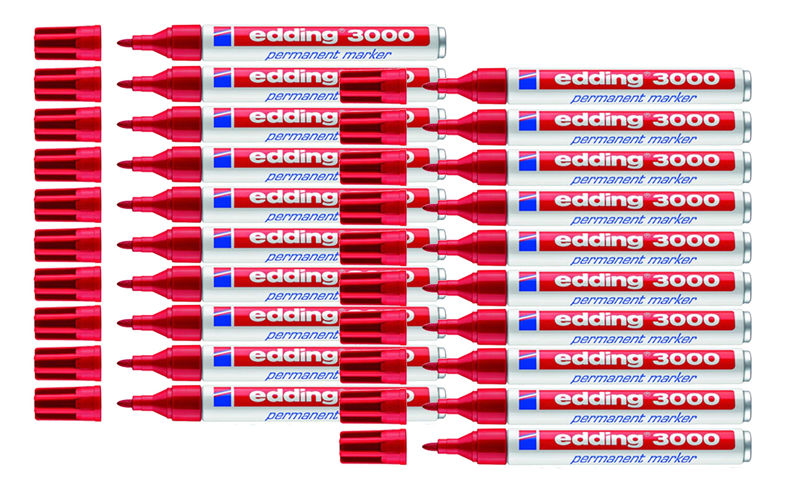 edding 3000 Permanent-Marker (20 Stifte, rot)