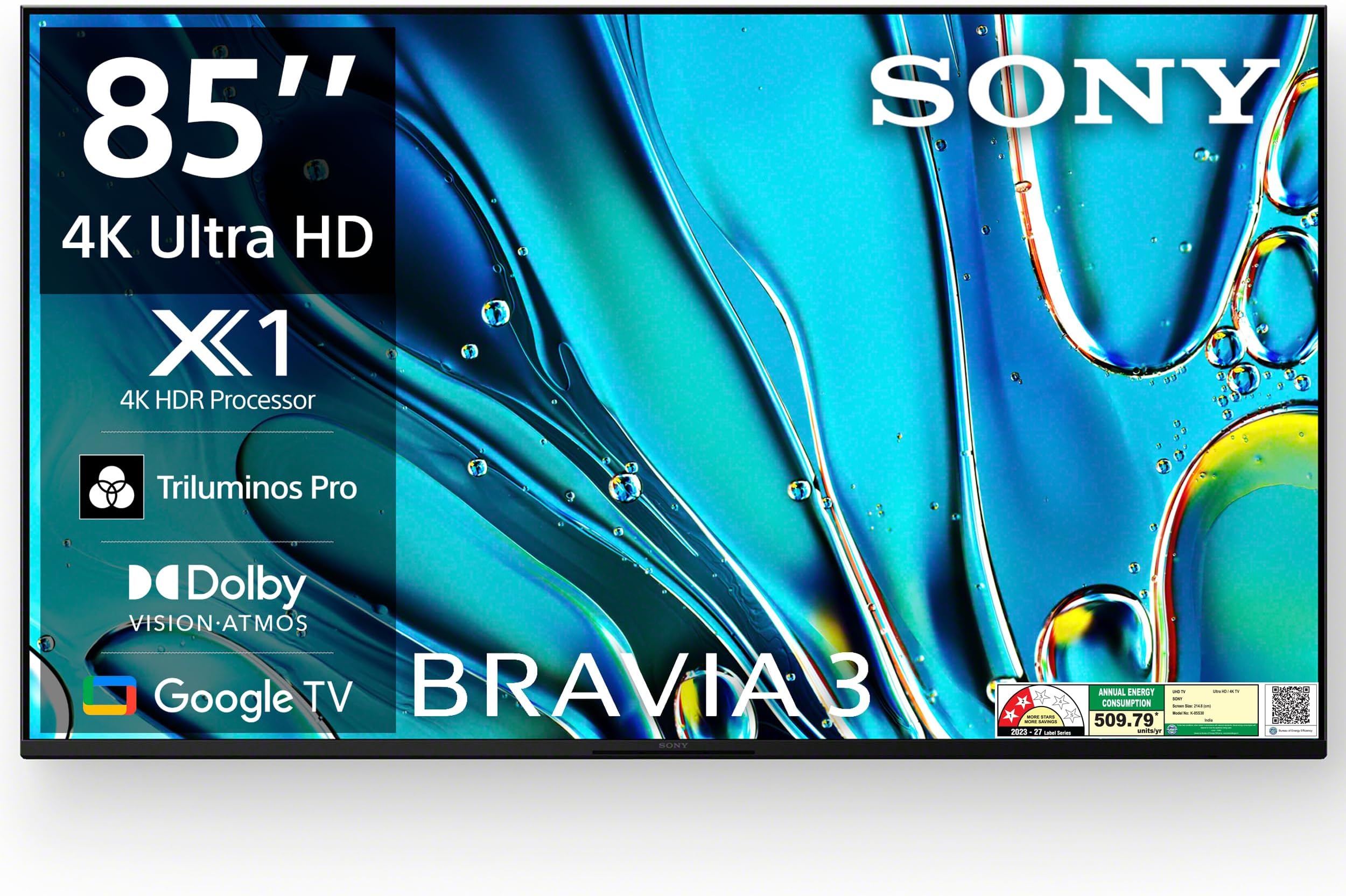 BRAVIA 3 Series 215 cm (85 inches) 4K Utra HD AI Smart LED Google TV K-85S30 (Black)