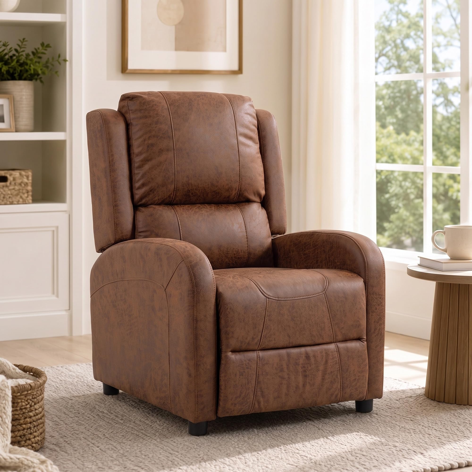 HOMCOM Sillón Relax Reclinable Sillón Reclinable Manual Reposapiés, Marrón
