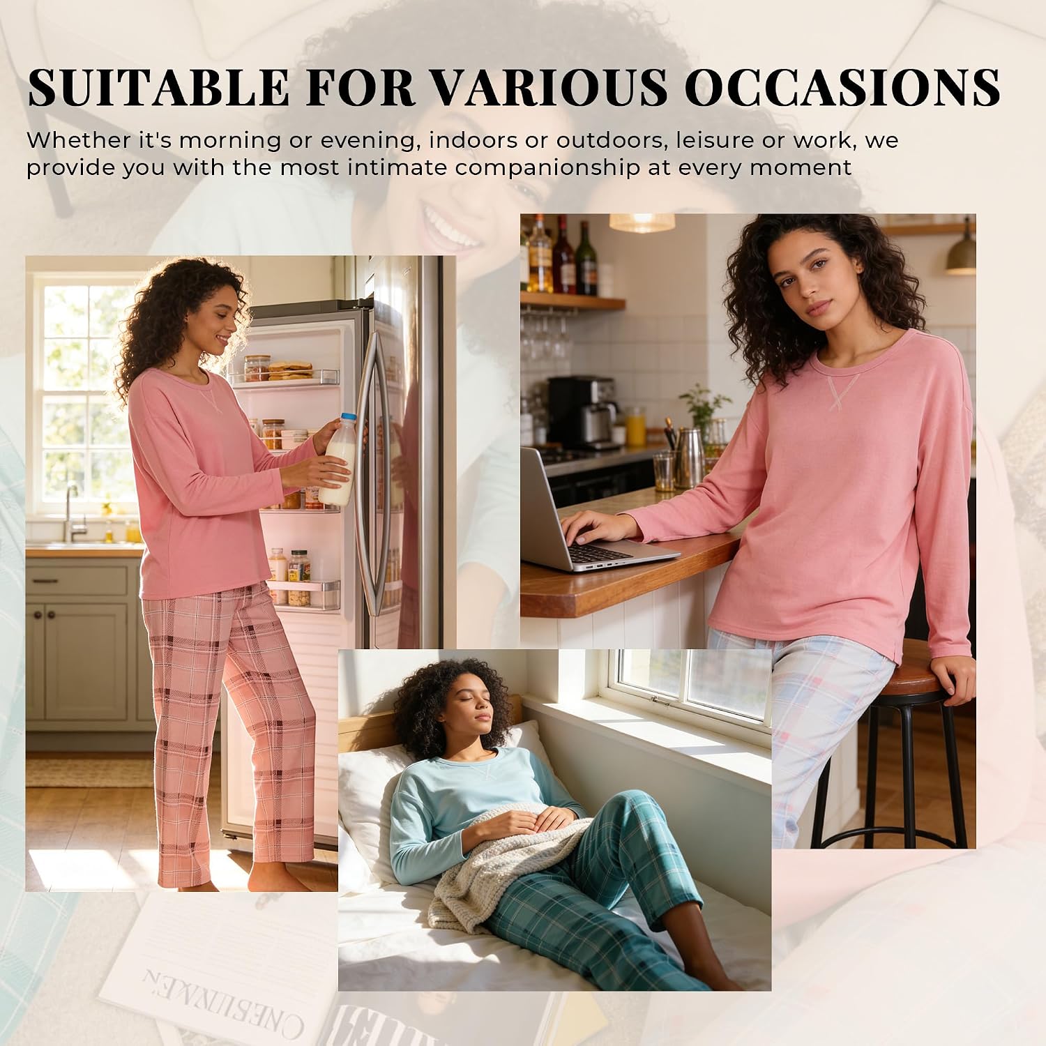 HEARTNICE Cozy Plaid Lounge Set for Women - Soft Sleepwear Pajama Set, 2-Piece Comfort Outfit for Relaxing at Home image 5