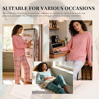HEARTNICE Cozy Plaid Lounge Set for Women - Soft Sleepwear Pajama Set, 2-Piece Comfort Outfit for Relaxing at Home