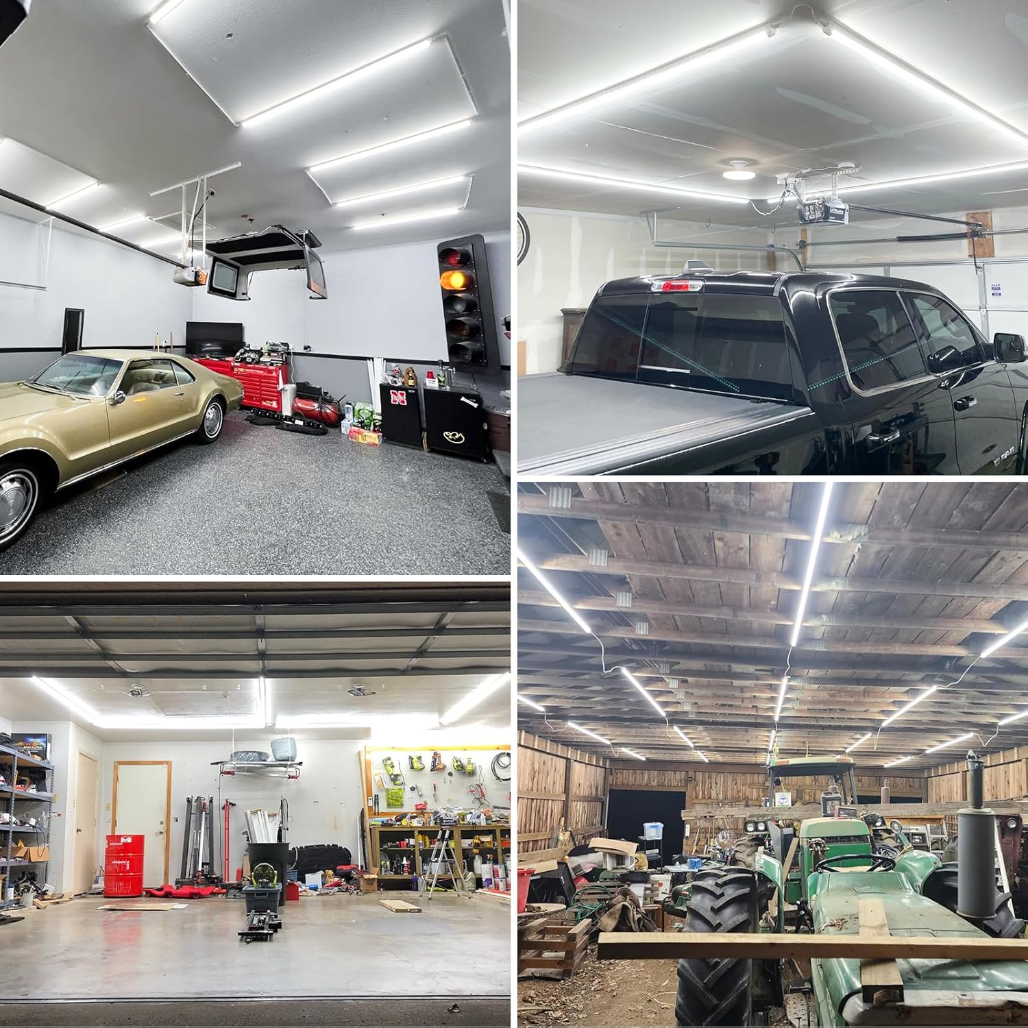 2-Pack T8 LED Shop Light 4FT, 42W 6300 Lumen 6000K Cool White, 4 Years Warranty, Linkable and Plug and Play Lights for Garage Ceiling Workshop Commercial Lighting