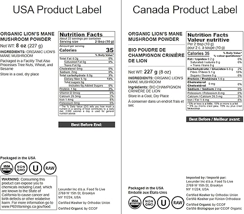 Miniatura 3 de Food to Live - Polvo orgánico de hongo melena de león, 8 onzas - Eleva el bienestar de tu cerebro con superalimento premium, sin OMG, natural y