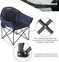 Vista 6 de Oversized Camping Chairs, Camp Chairs, Camping Chairs for Heavy People, Padded Outdoor Folding Moon Chairs with Extra Wide Seats, Lawn Chairs