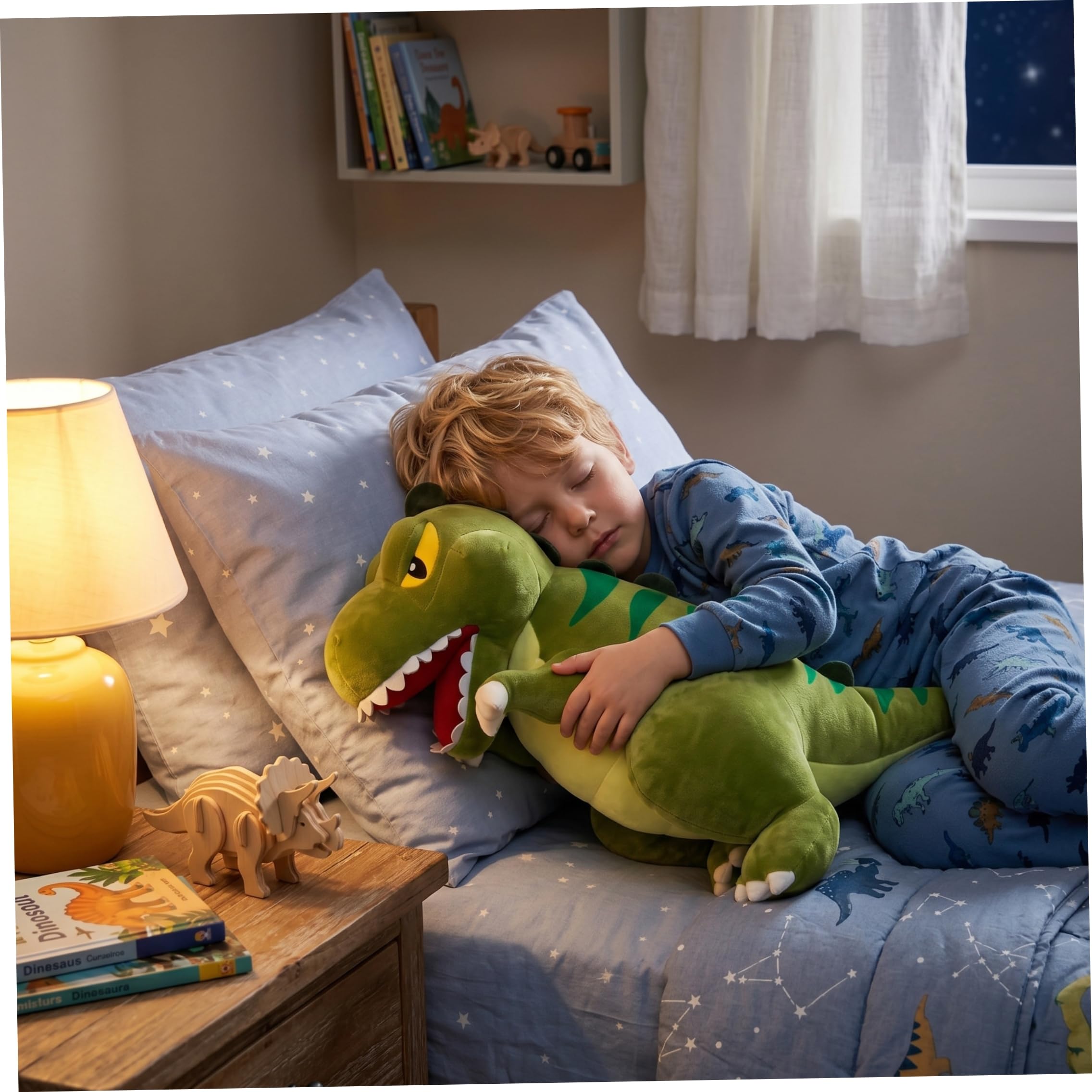 Dinosaurio De Peluche, Lindo Juguete De Peluche De Dinosaurio, Almohada Suave Y Acogedora, Compañero para Niños, Verde, 23, 62 Pulgadas (60 Cm)