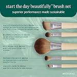 EcoTools Start The Day Beautifully Makeup Brush Kit, 1 Count, 6 Piece Set, 5 Brushes and Storage Case