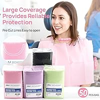 Vista 5 de JMU Baberos dentales rosados, paquete de 50 baberos dentales desechables de 3 capas impermeables de 13 x 18 pulgadas para clínica dental, tienda