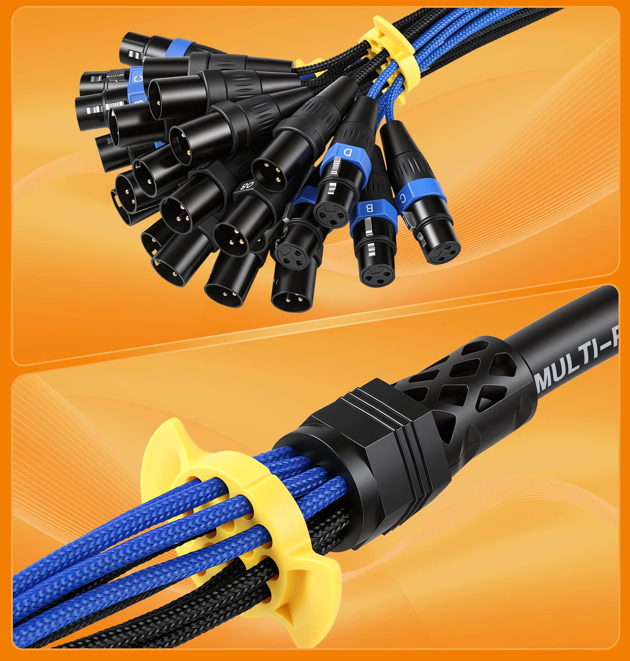 Jamesin Cavo splitter XLR a 12 canali, 15,2 m, 8 maschio e 4 femmine