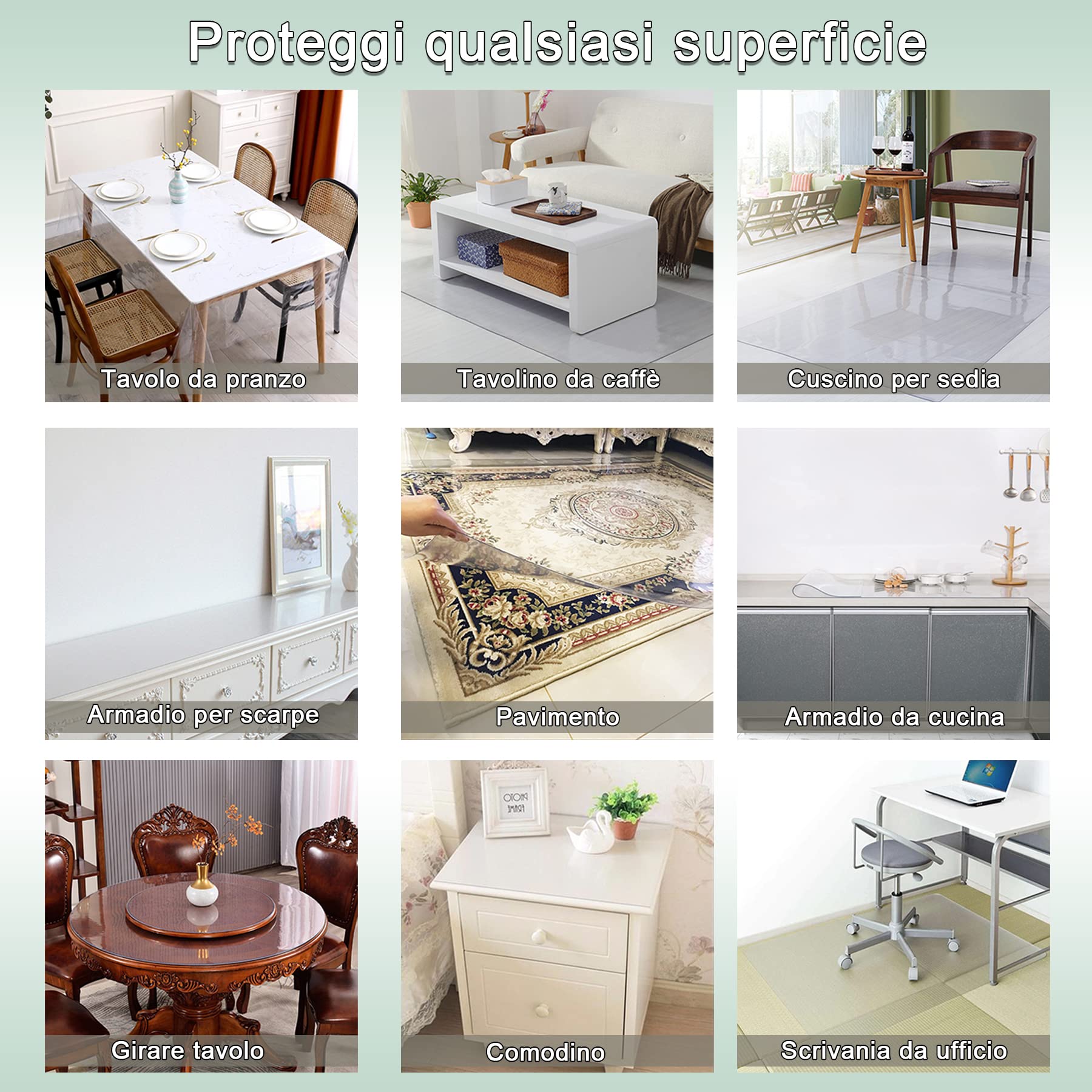 Sous-main de bureau en PVC transparent 30 x 30 cm - Imperméable et facile à nettoyer - Protection de table pour extérieur, terrasse, cuisine et salle à manger - Transparent - 1 mm