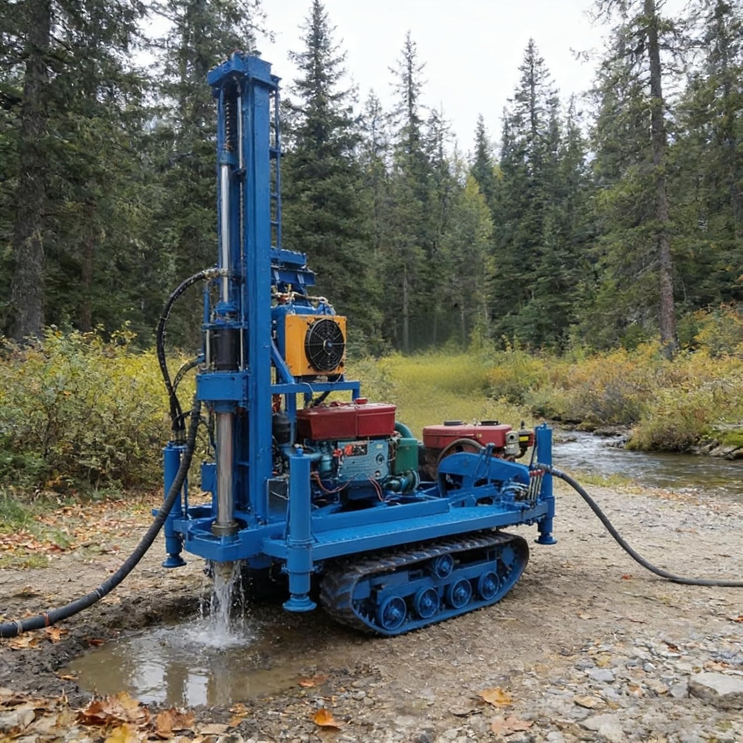 Portable Well Drilling Machine with Mud Pump Circulation, Water Well Drilling Equipment for Residential Use Farms and Off Grid Water Supply