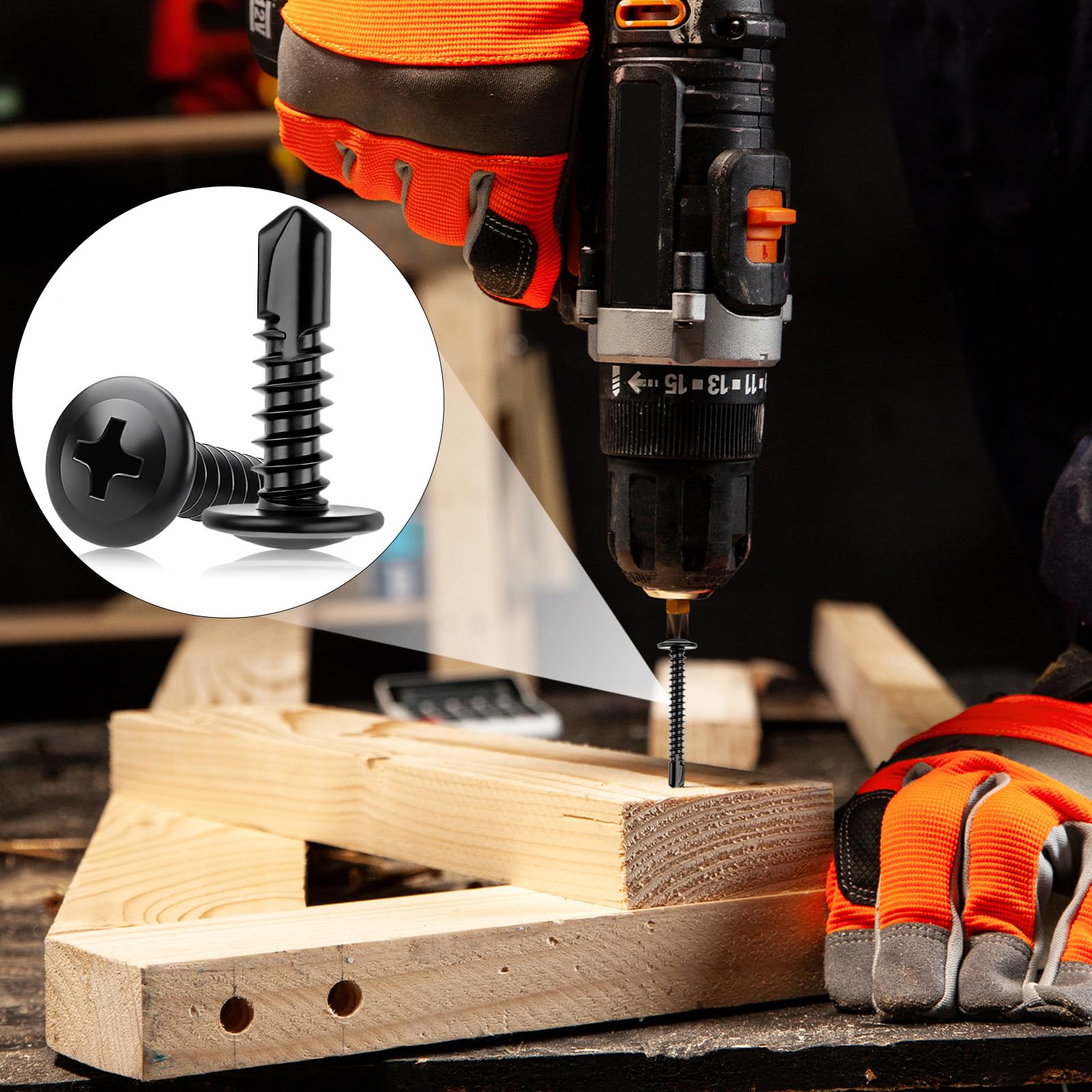 XRXYMQ 80 Pcs Self Tapping Screws M4.2 x 38 mm Self Drilling Screws Black Stainless Steel Tek Screw Metal for Maintenance Furniture with Screwdriver Bit - Image 4