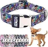Vista 18 de Lindo collar para perros XS, pequeños, medianos y grandes, collar de nailon suave para mascotas, estampado 3D, con patrones multicolores, collares