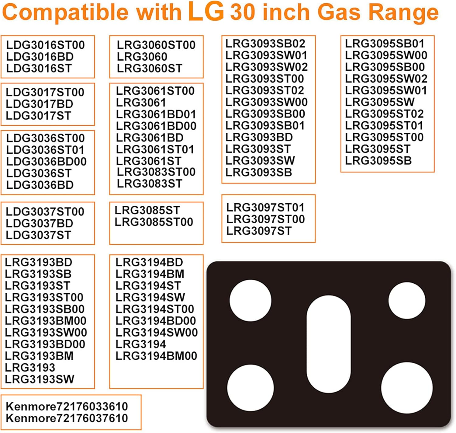 [FanXm] Custom Fit Stove Protectors for LG 30" Gas Range (Models LRG3093, LRG3095, LRG3061, LRG3193), Reusable Non-Stick Burner Liners, Heat Resistant Stovetop Covers, Dishwasher Safe, Black