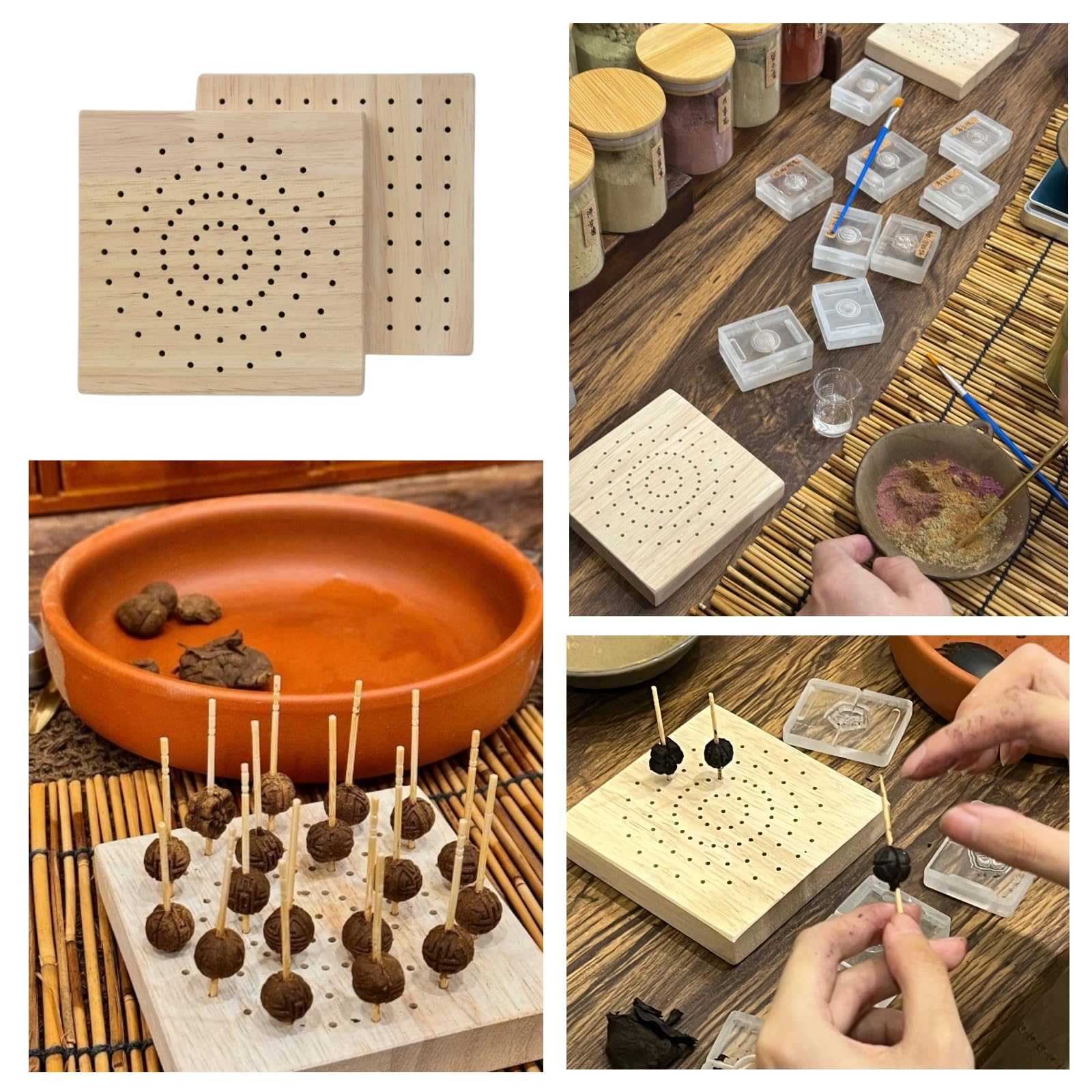 4 Stück Naturholz Dartpfeile Halterung Darthalter Holz mit Unterschiedliche Platzierung der Löcher Dart Aufbewahrung, Dart Ständer für Steeldarts, Softdarts, Lebensmittelanzeige, DIY Basteln