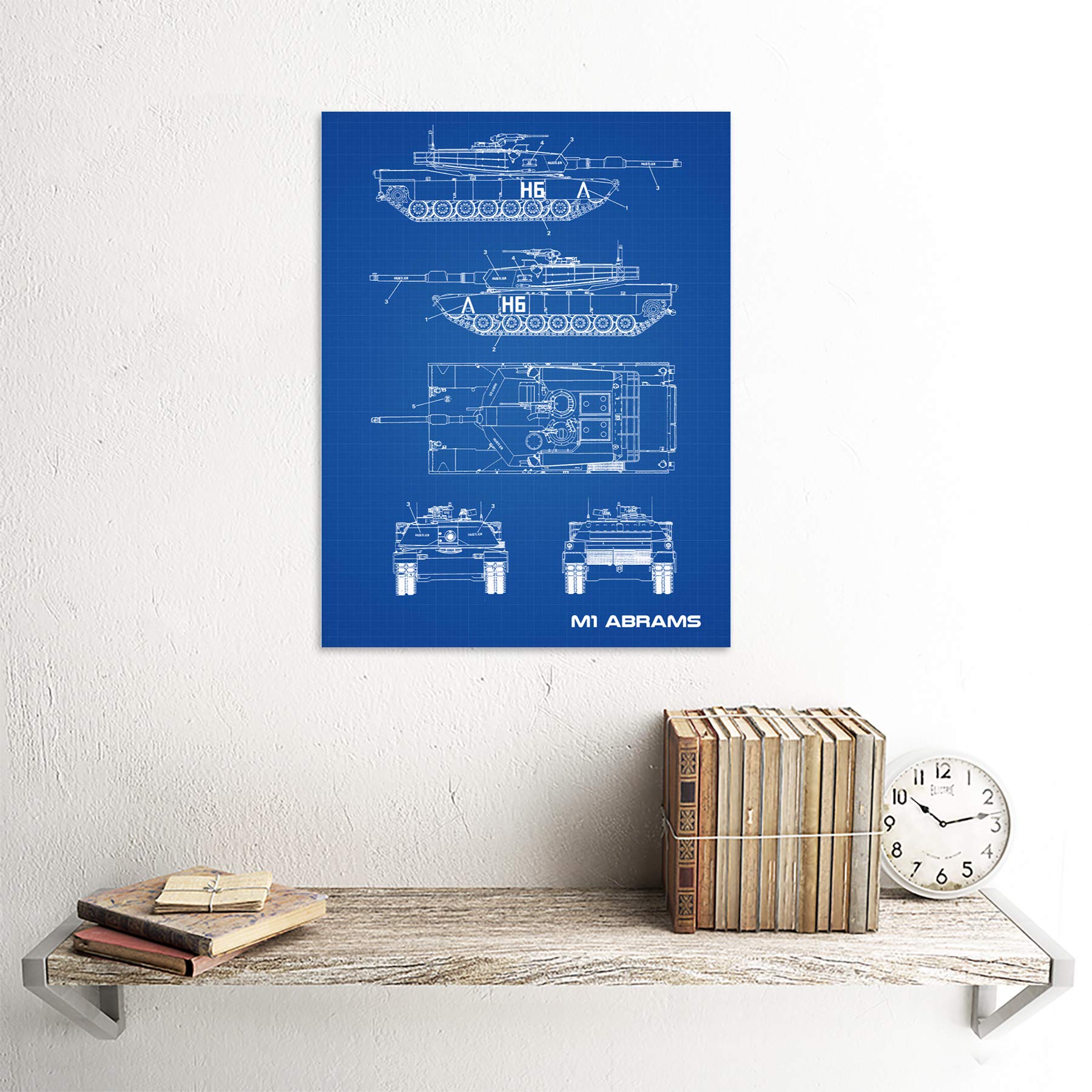 M1 Abrams American Main Battle Tank Blueprint Plan Unframed Wall Art Print Poster Home Decor Premium