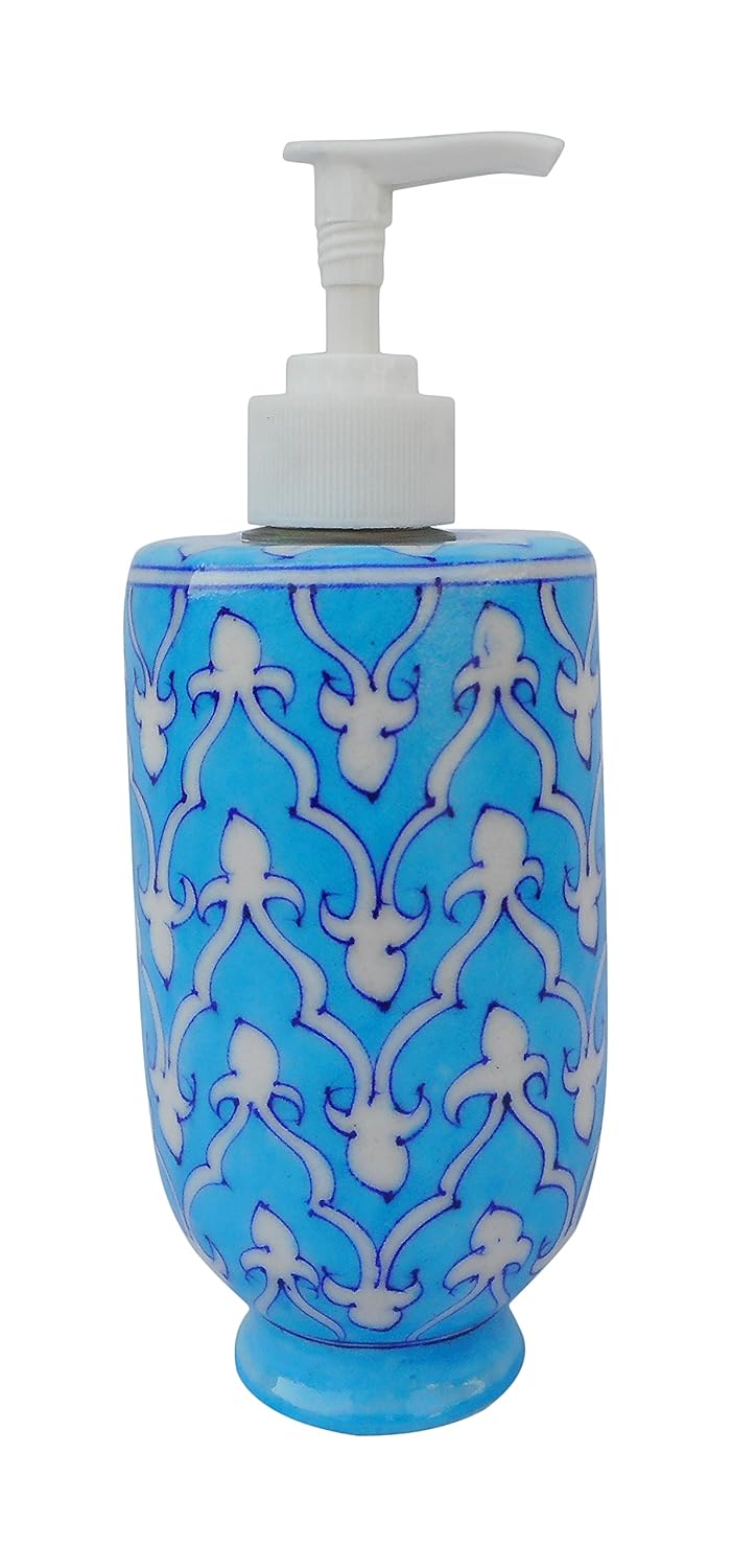 Indian Blue Art Pottery Ceramic Dispenser (8.5 cm x 8 cm x 20 cm, Sky