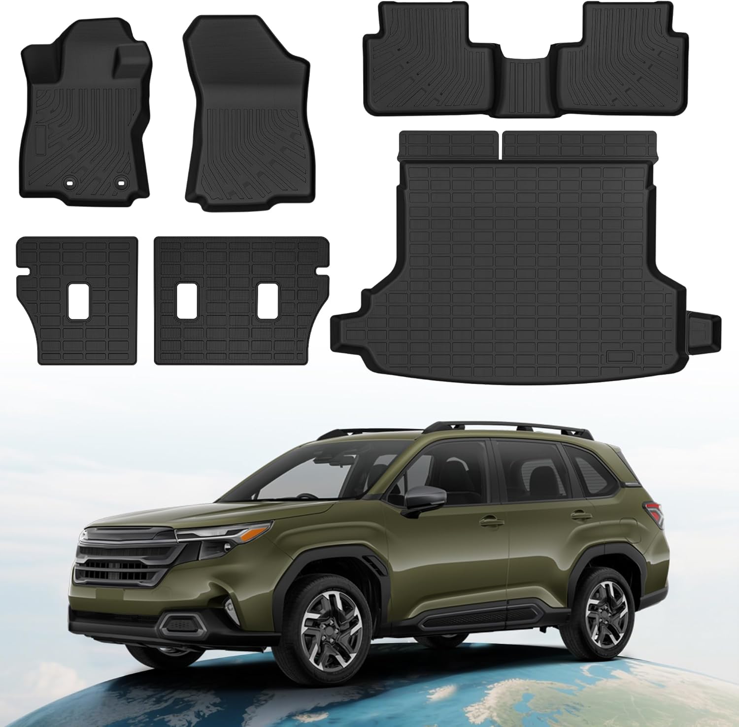 Floor Mats Compatible with 2025 Subaru Forester (Not Fit Hybrid & Wilderness), TPE All Weather Car Mats Full Set, Floor Liners & Backrest Mat & Cargo Liners for 2025 Forester Accessories