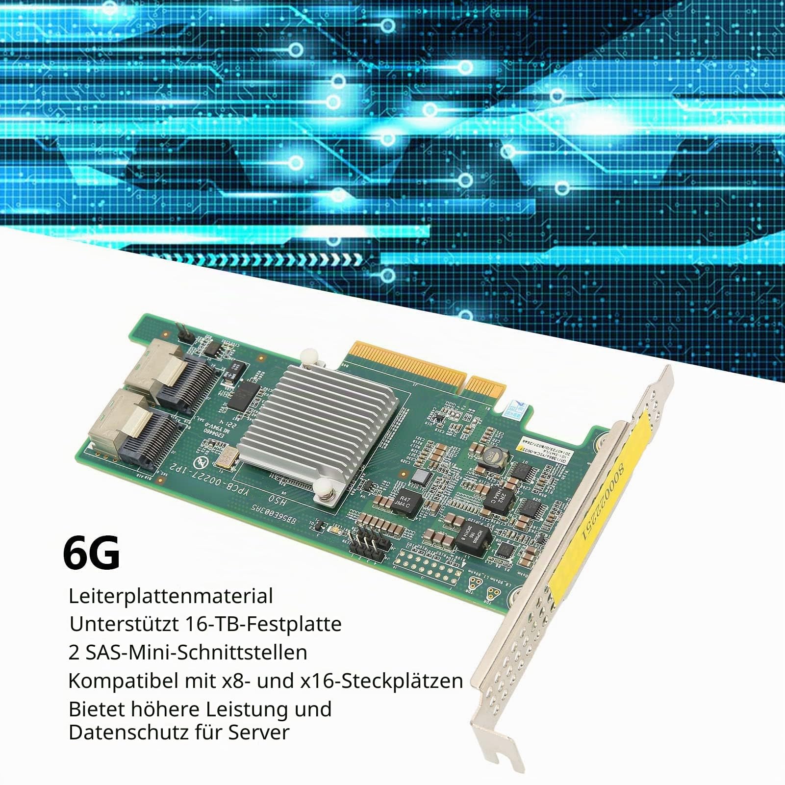 Zunate 6G PCIe X8 SAS SATA3 HBA Festplatten-Array-Karte 16T