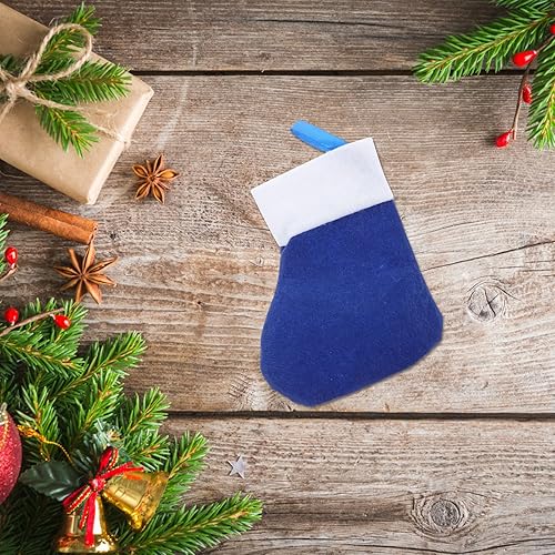Miniatura 6 de LOGOFUN 8 piezas de cubiertos de Navidad para calcetines de Navidad, cubiertos de cena, decoración de fiesta (azul)