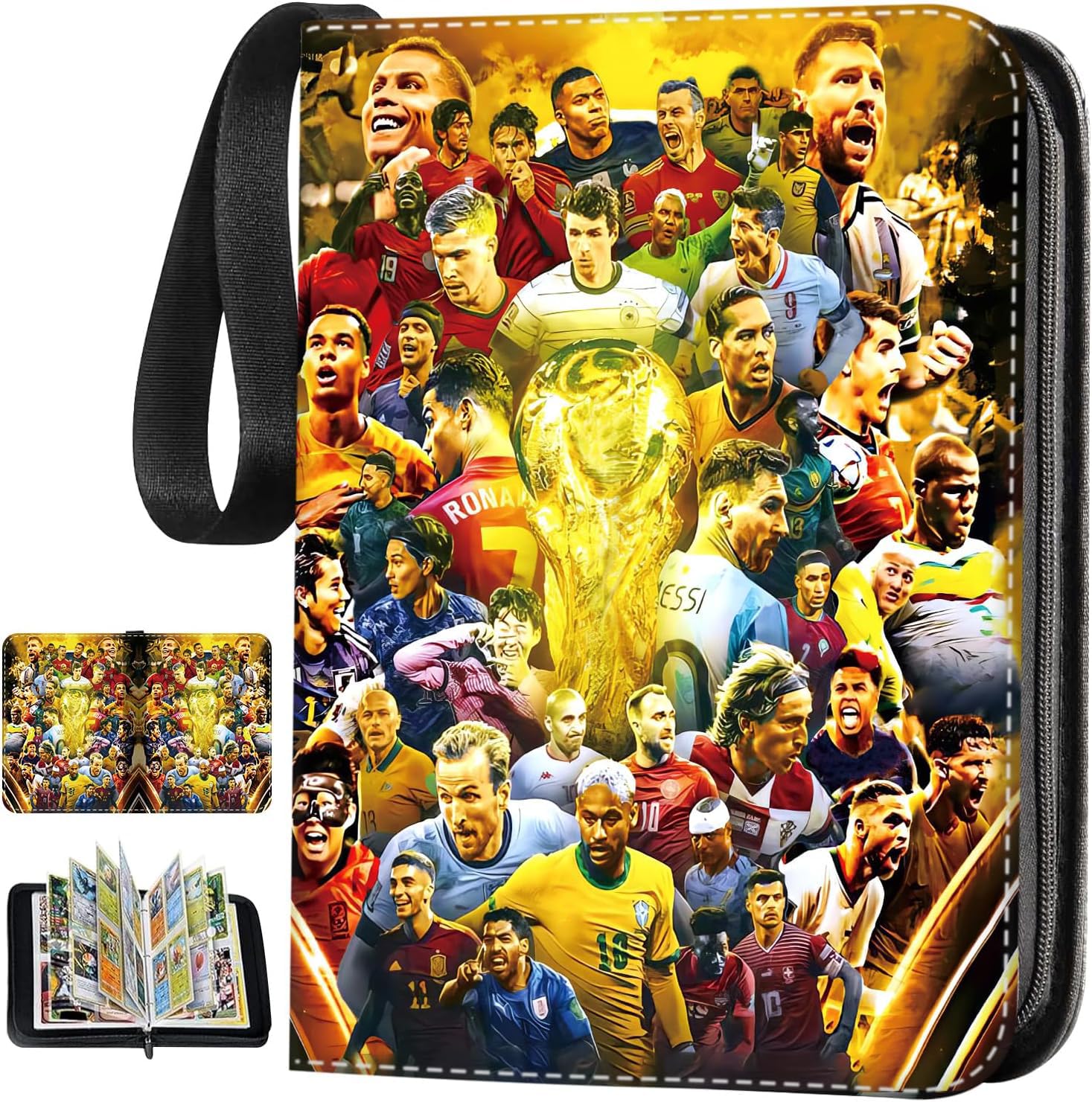 Football Card Binder, Football Card Holder Book, 50 Page 400 Pockets Football Cards with Zipper and Handle Strap (1 pcs)