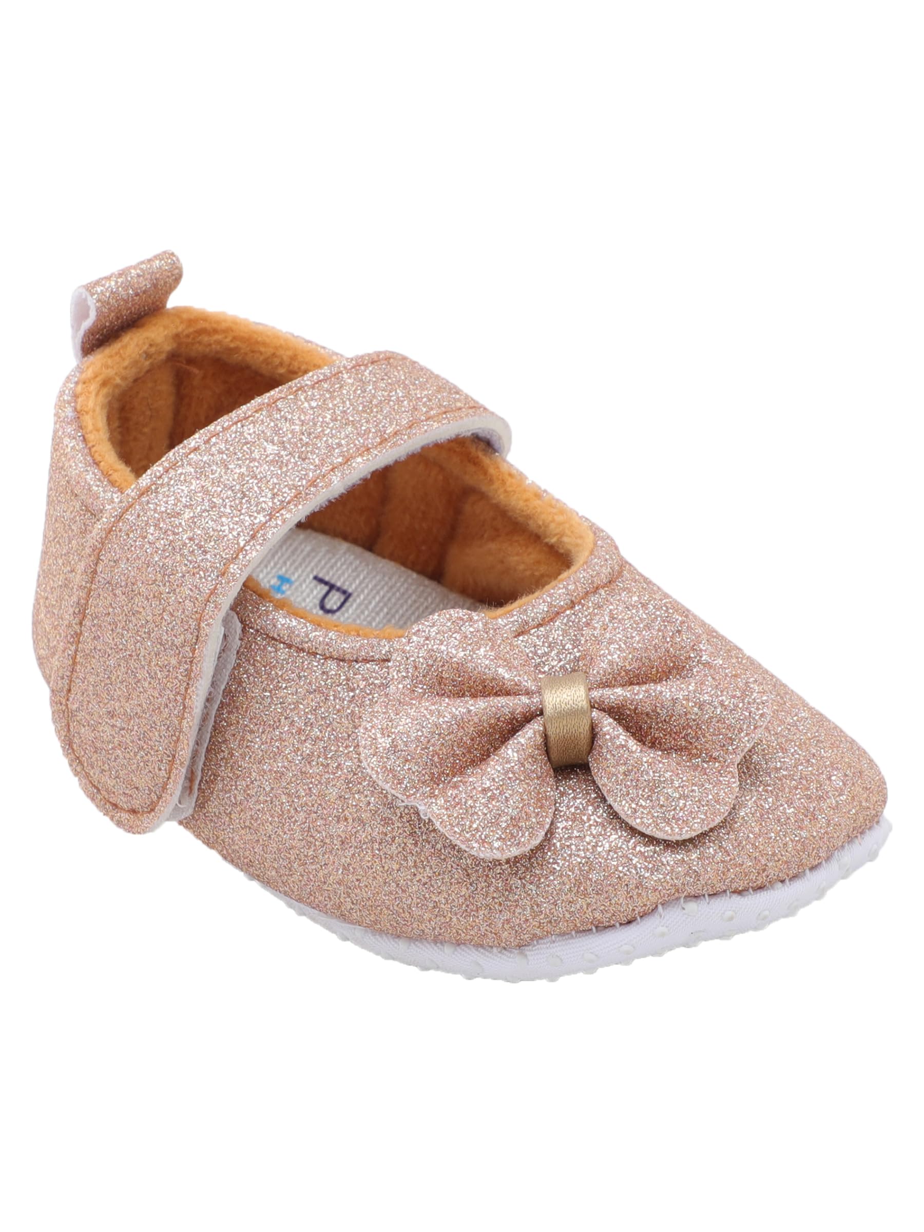 Stylish Baby Girl Party Booties with Sparkle Finish & Memory Foam – Soft Sole, Comfortable Pre-Walker Shoes for Infants (6–12 Months)