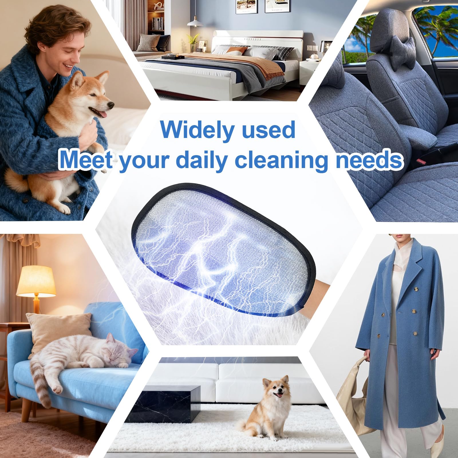 Pet Hair Removal Glove for Cats & Dogs, Upgraded Five-Finger Electrostatic Pet Hair Glove, Reusable Magic Brush Pet Hair Remover Tool for Laundry, Couch, Carpet, Car Seat - image 5