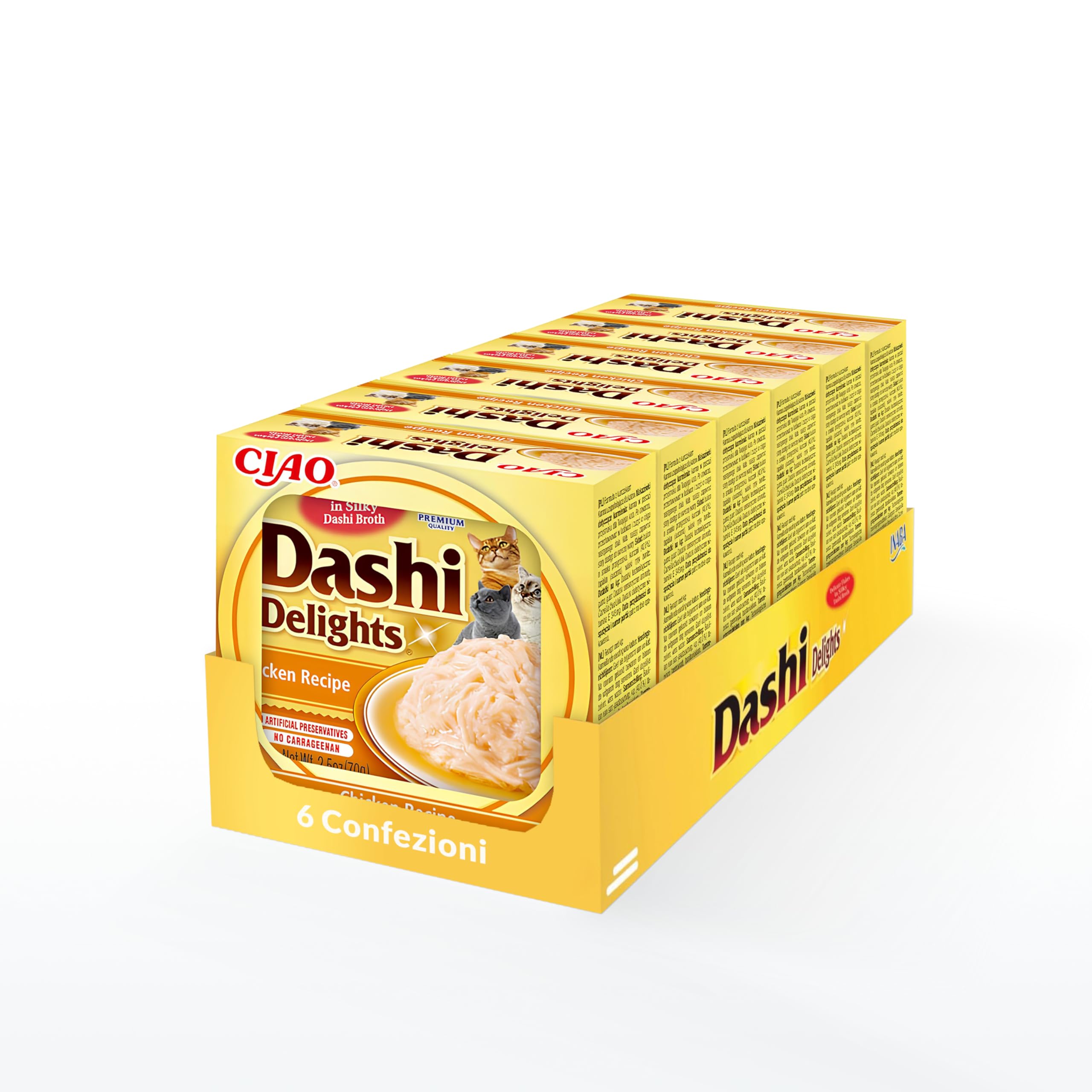 Dashi Delights: Chicken Recipe (6 x 70g) / Bits in Broth Cat Food Topping, Rich in Protein, Natural Ingredients, Delicious and Healthy, Wet Cat Food