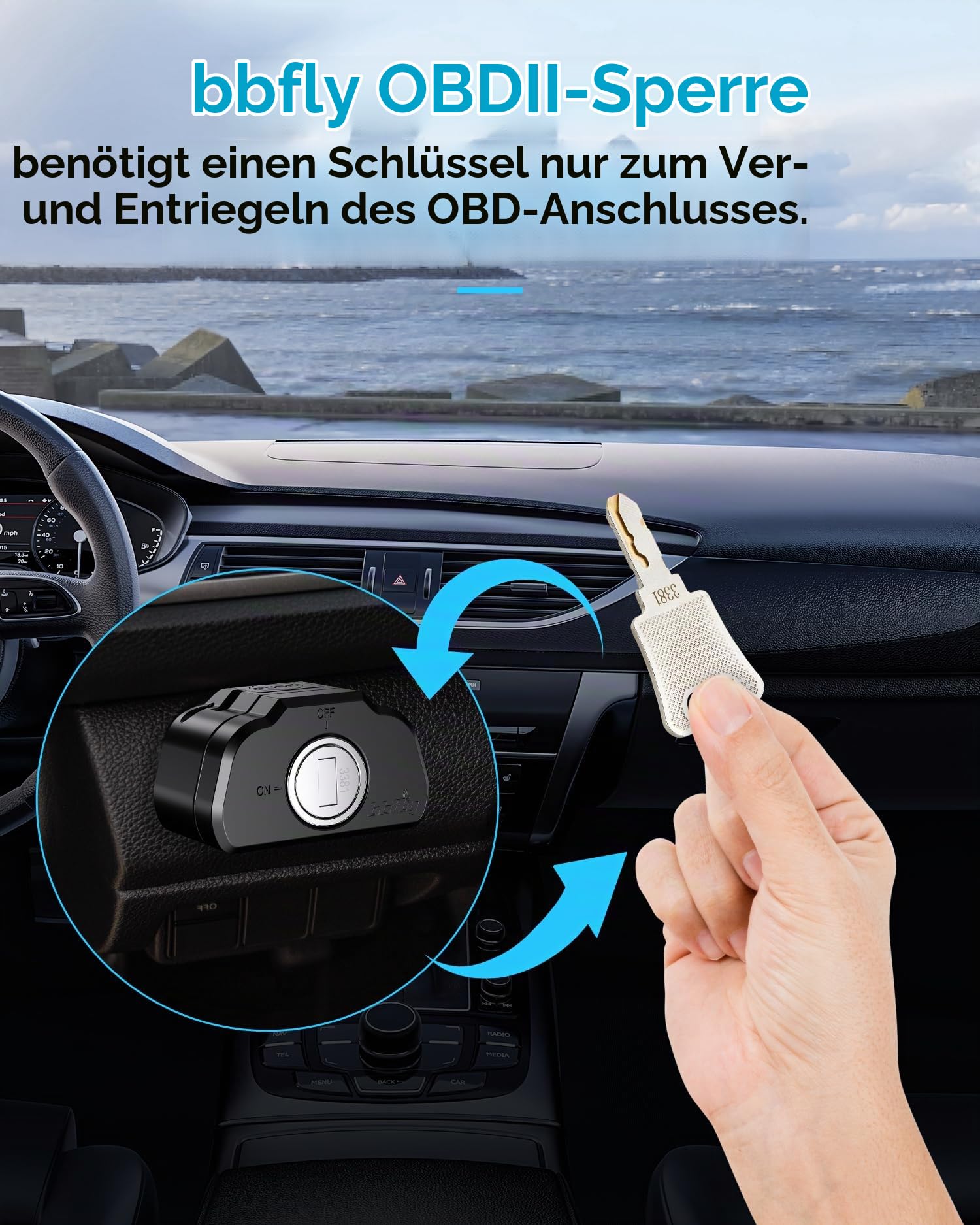 OBD Lock, bbfly-K02 ODB-Port-Verriegelungswerkzeug, Auto OBD2 Schutzgerät (K02)