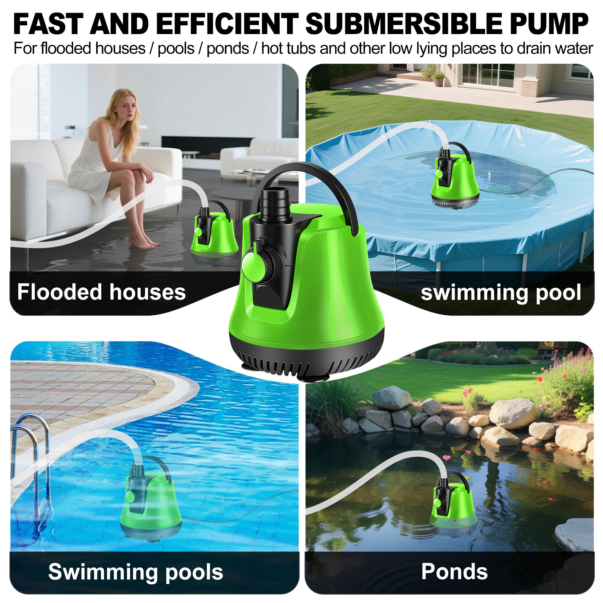 Pompa dell'acqua sommergibile automatica, pompa per copertura piscina ad alto flusso fuori terra, pompe per la rimozione dell'acqua di nuoto, pompa dell'acqua portatile per piscina, stagno