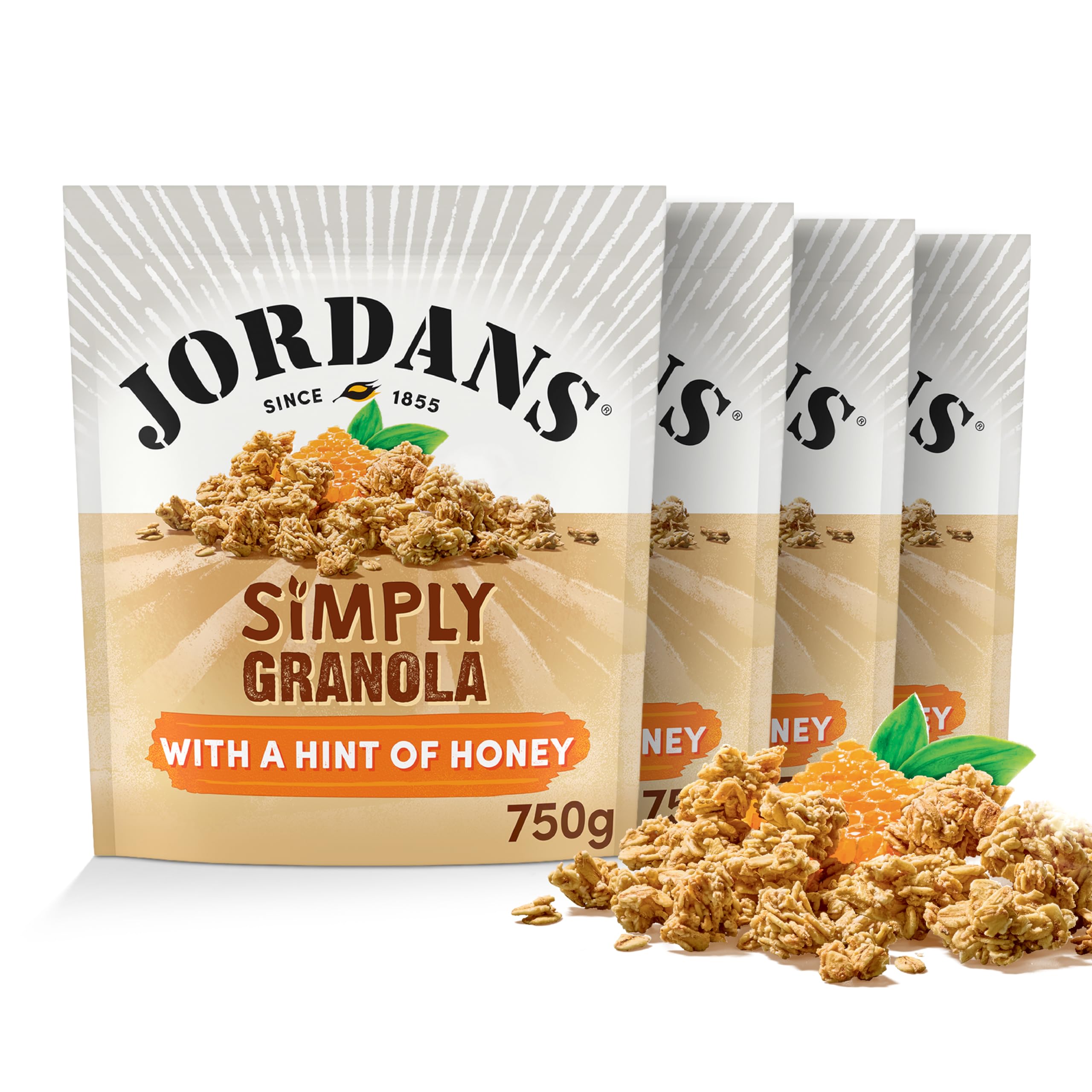 Jordans Granola Crunchy Simply Oat Breakfast Cereal - British Baked Source of Fibre Cereal - No Artificial Flavours or Preservatives - 750g (Pack of 4 x 750g)