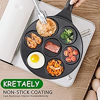 Vista 4 de Sartén antiadherente para hotcakes con diseño de parrilla de 7 moldes, mini fabricante de hotcakes con revestimiento libre de PFOA - Negro